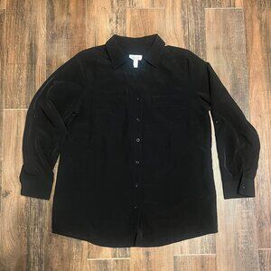 DENIM & CO Button Front Black Tunic - M